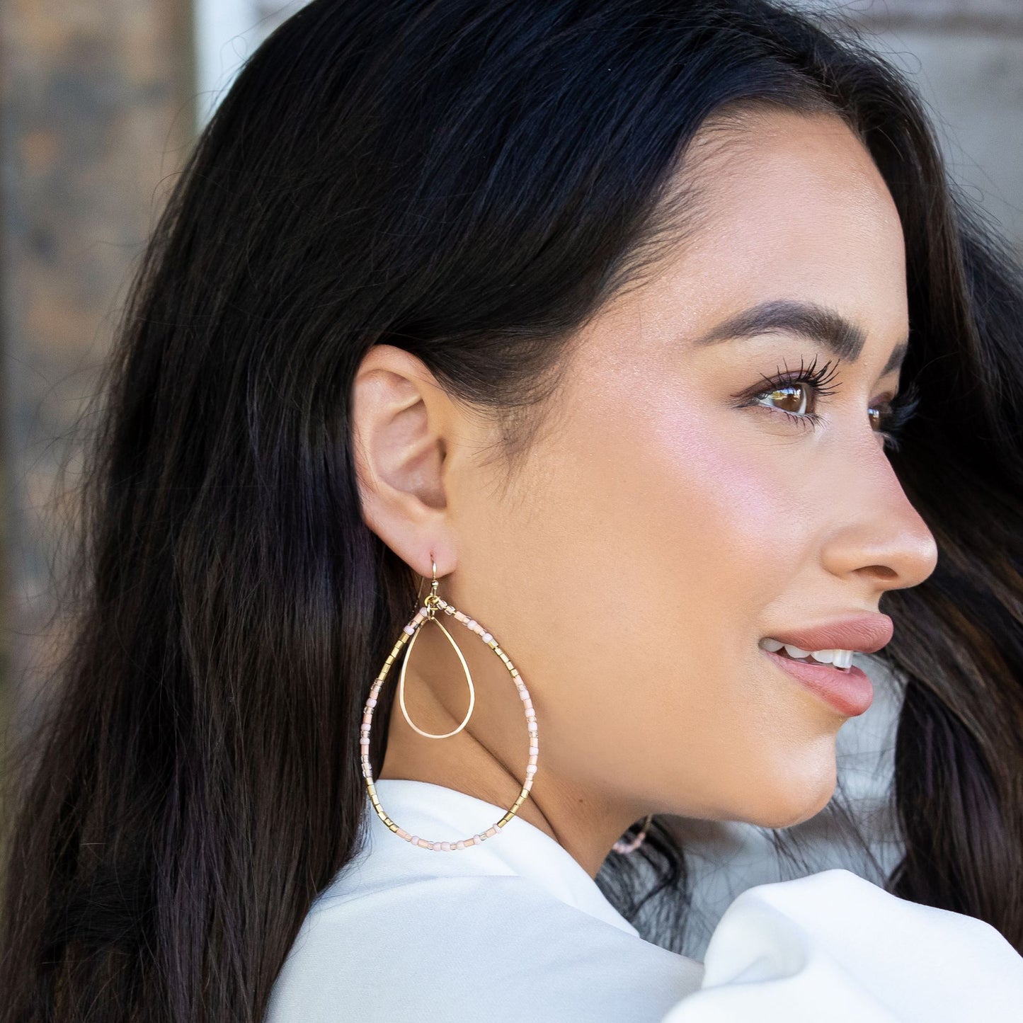 Plunder Linda Jolie Pink Seed Bead Teardrop Earrings | Ohana Underground