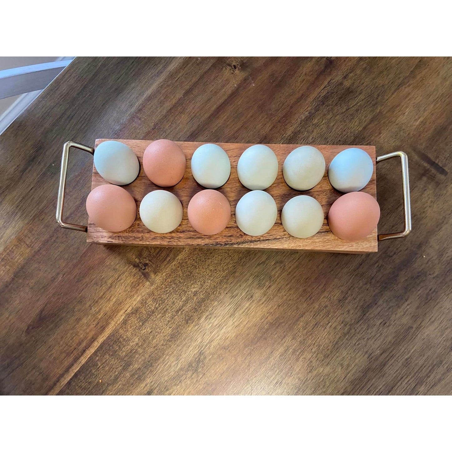 Thirty One Keepsake Egg Holder Natural Wood Acacia Easter Tray NWT