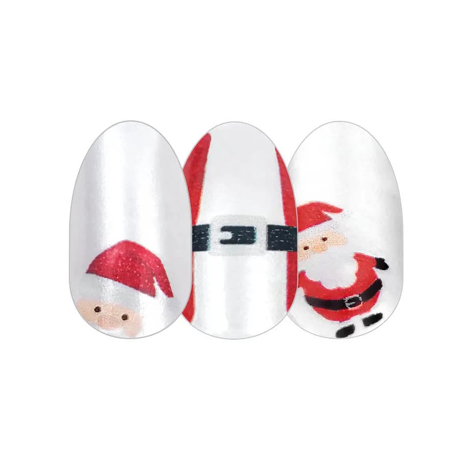 Color Street Father Christmas Nail Strips – Shimmery Santa Red & White Mani