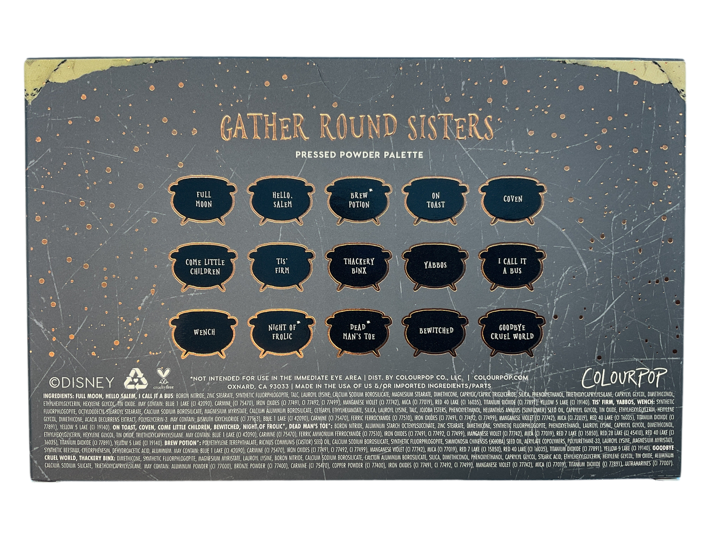 ColourPop Hocus Pocus Gather Round Sisters Pressed Powder Palette – 15-Pan Eye Shadow