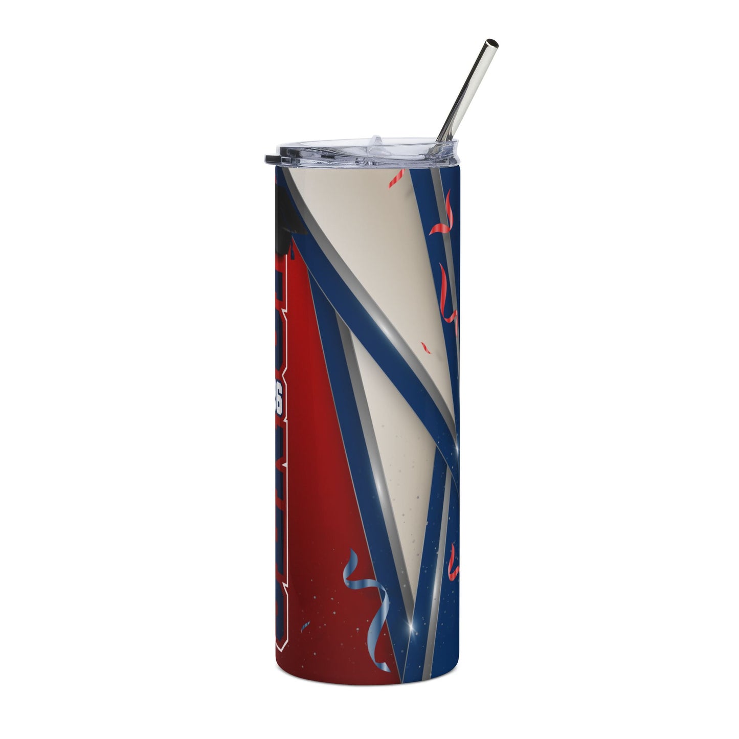 Graduation 2026 Blue/Red Stainless Steel Tumbler — School Spirit Travel Cup