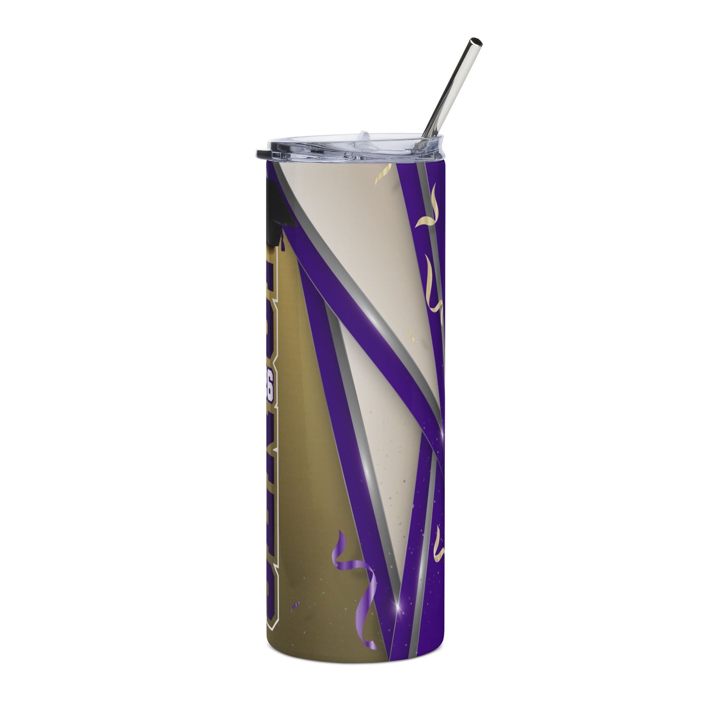 2026 Senior Stainless Steel Tumbler Purple/Gold— Graduation Gift Travel Cup