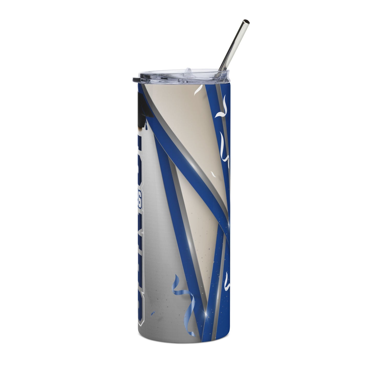 Senior 2026 Blue/White Stainless Steel 20oz Tumbler — Graduation Keepsake Travel Cup