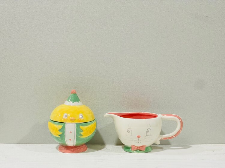 Johanna Parker ~ Dolomite Easter Chick and Bunny Sugar & Creamer Set