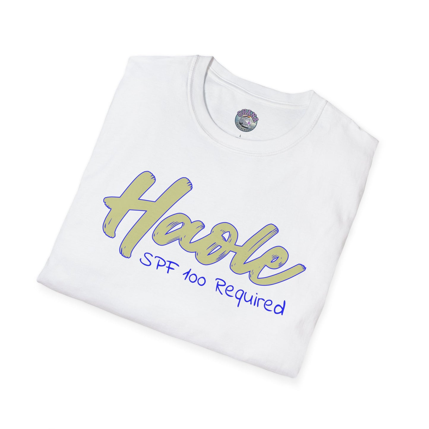 Haole SPF 100 Required Unisex Softstyle T Shirt – White