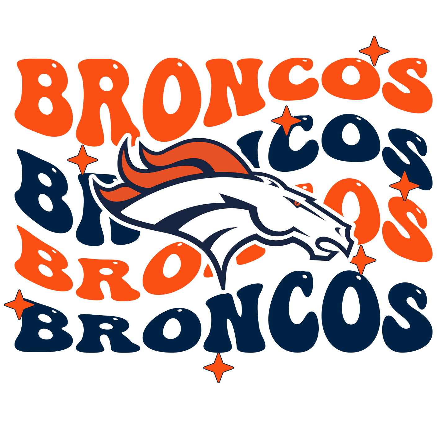 20oz Tumbler ~ Broncos Wavy Text retro style