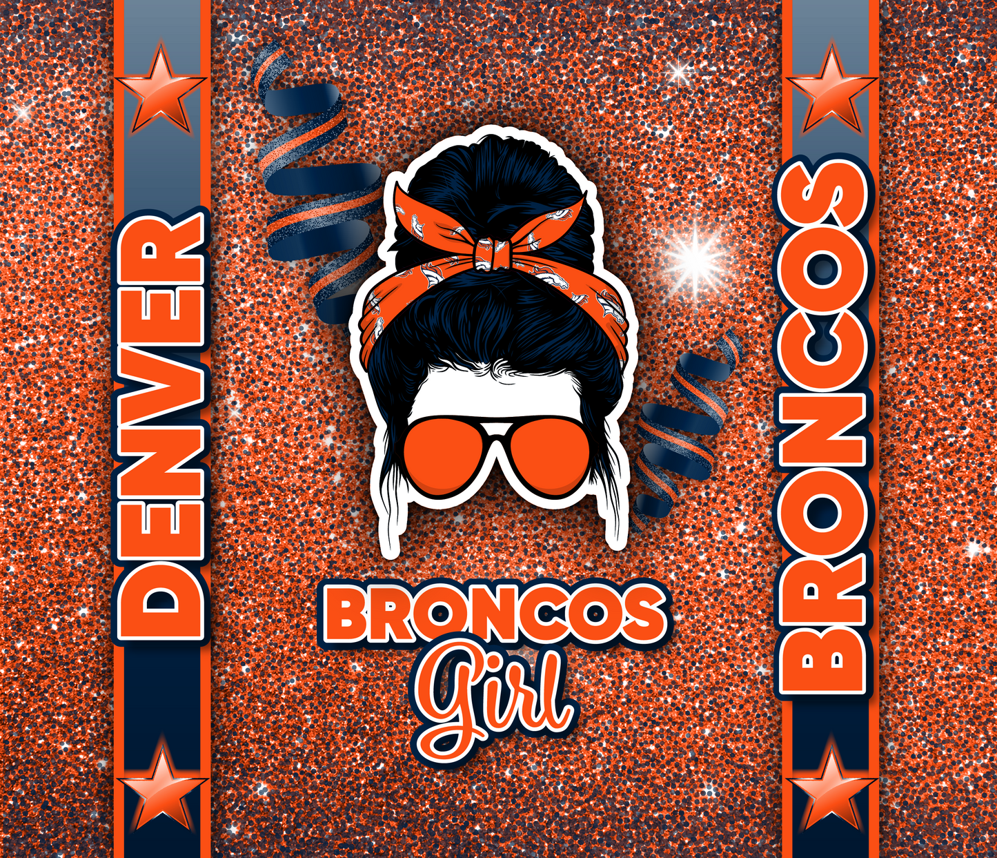 20oz Tumbler ~ Broncos Girl Messy Bun