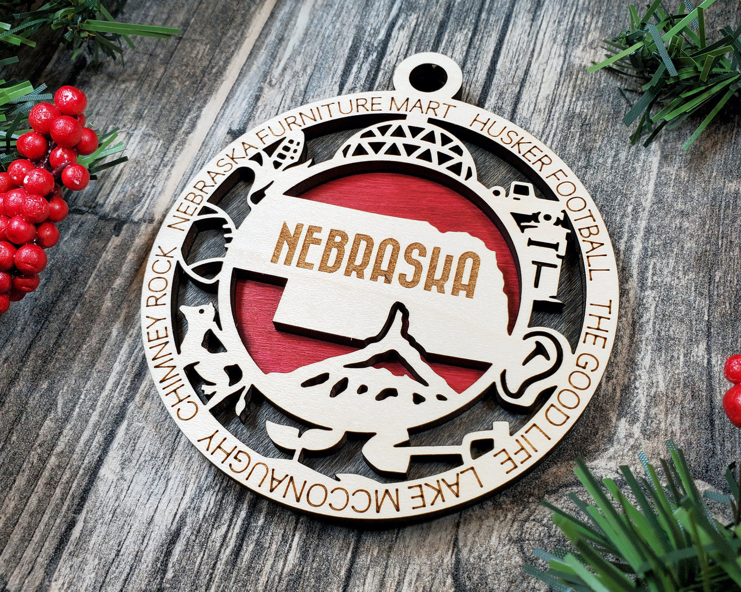 Nebraska Ornament – Laser Cut Nebraska State Christmas Ornament, Handmade NE Gift, Nebraska Decor, Holiday Keepsake, Personalized State Present