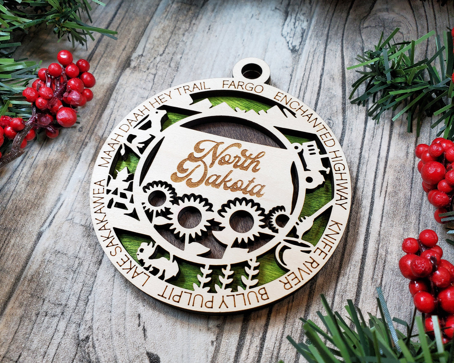 North Dakota Ornament – Laser Cut North Dakota State Christmas Ornament, Handmade ND Gift, North Dakota Decor, Holiday Keepsake, Personalized State Present