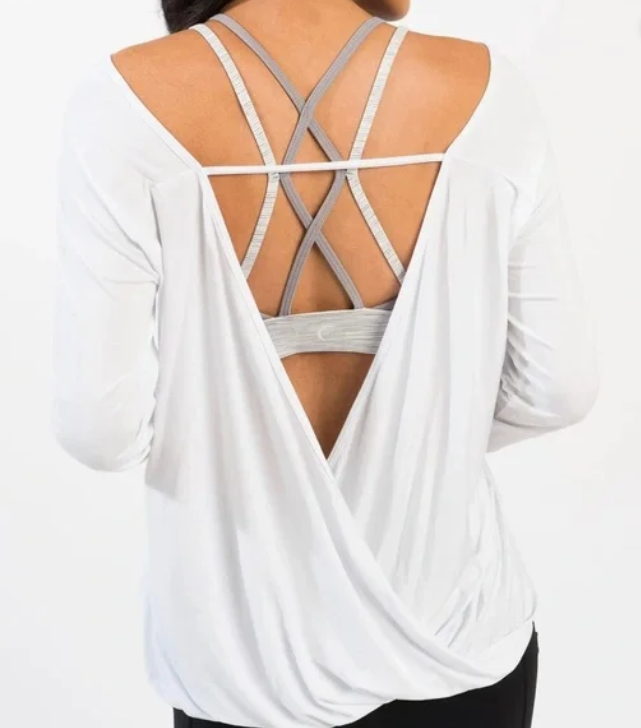 Zyia Active ~ White Namaste long Sleeve T