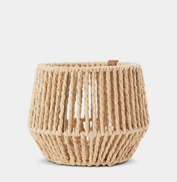 Thirty-One Mini Round Weave Basket Natural Basketweave Storage Bin NWT