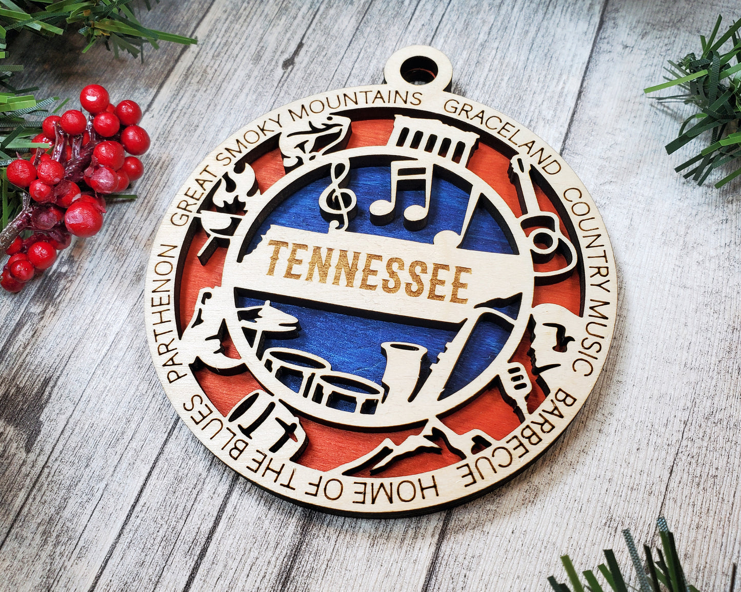 Tennessee Ornament – Laser Cut Tennessee State Christmas Ornament, Handmade TN Gift, Tennessee Decor, Holiday Keepsake, Personalized State Present