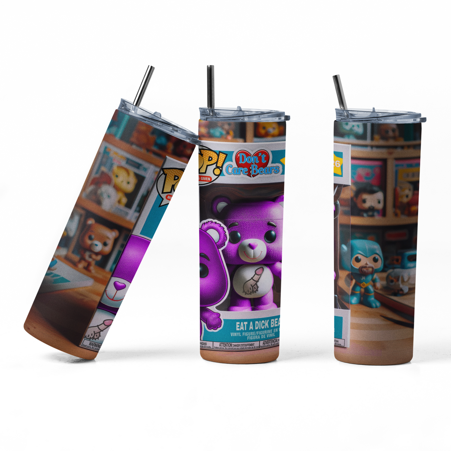 20 Oz Sarcastic Care Bear Tumbler Dont Care Bear Gift For Adults Funny Coffee Cup Funko Pop Style