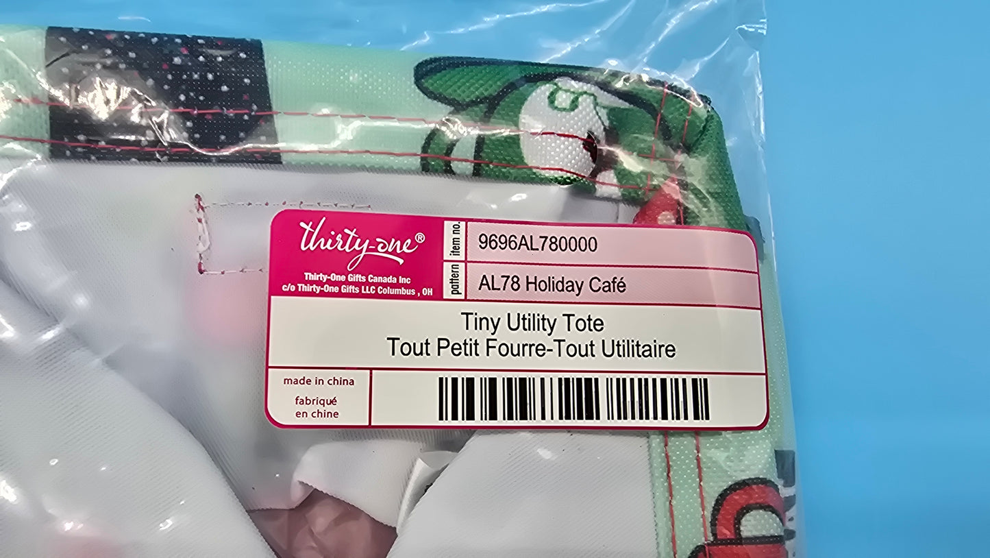 Thirty-One Gifts Tiny Utility Tote *Holiday Cafe*