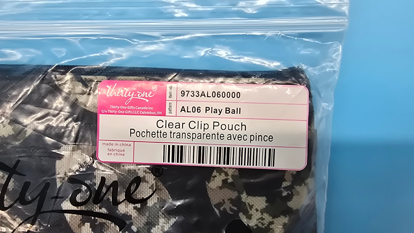 Thirty-One Gifts - Clear Clip Pouch - Play Ball