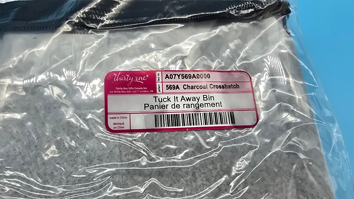 Thirty-One Gifts Tuck It Away Bin *Charcoal Crosshatch*