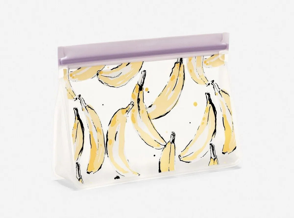 Thirty One Reusable Snack Bag Medium Bananas Zip Food Pouch NIP