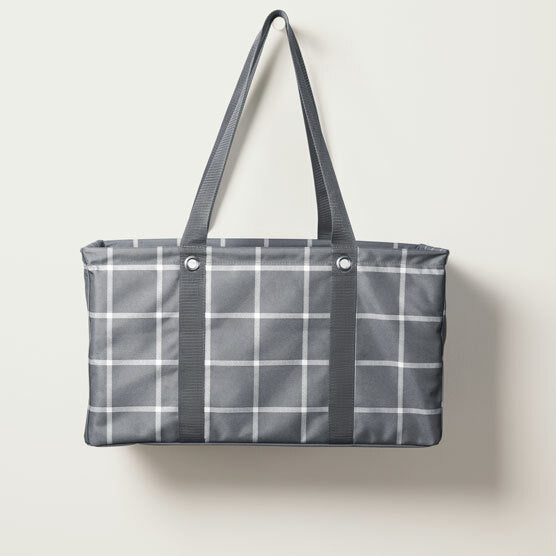 Thirty-One Classic Day Bag Windowpane Plaid Zip Shoulder Tote NWT