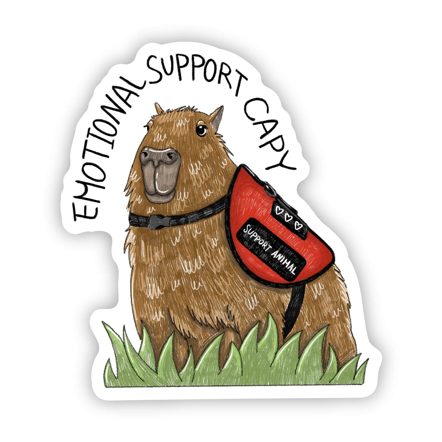 Big Moods | "Emotional Support Capy" Capybara | Sticker | Ohana Underground