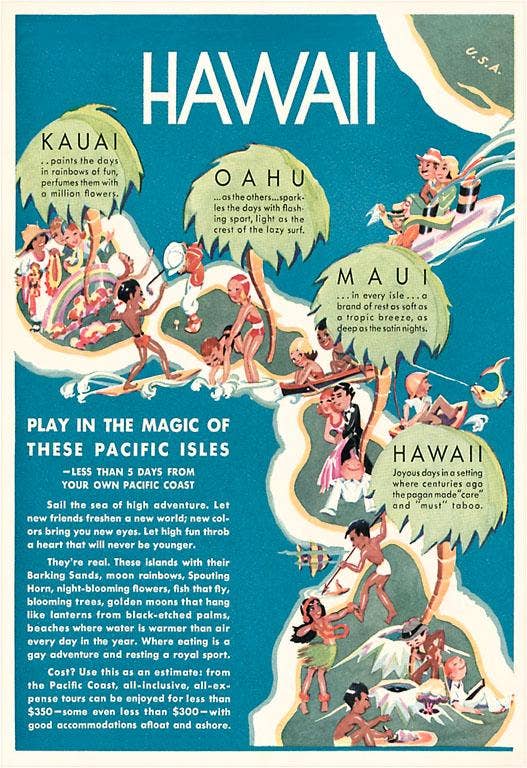 Advertisement for Hawaii - Vintage Reprinted Image, Postcard