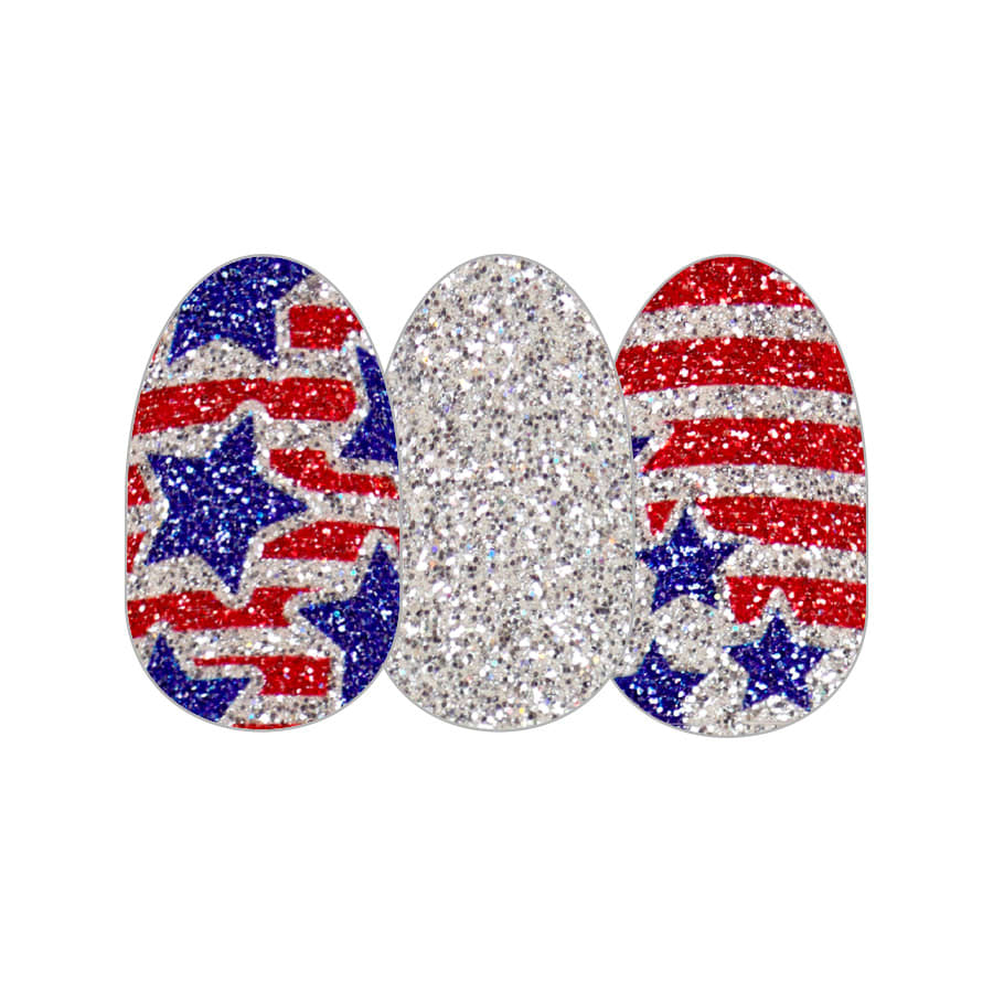 Color Street Glitz and Glory Nail Strips Patriotic Glitter Real Polish