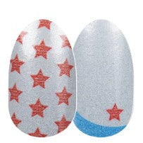 Color Street Free for All Nail Strips Patriotic Silver Red Blue Shimmer