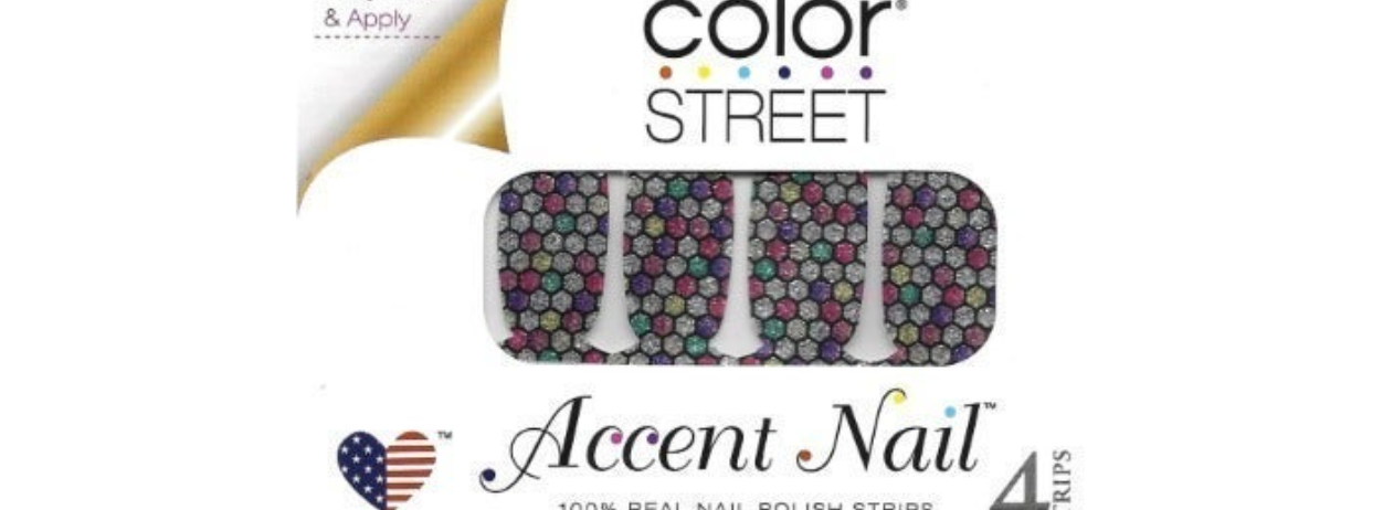 Color Street Florentine Mosaic Accent Pack 4 Nail Strips Glitter NIP