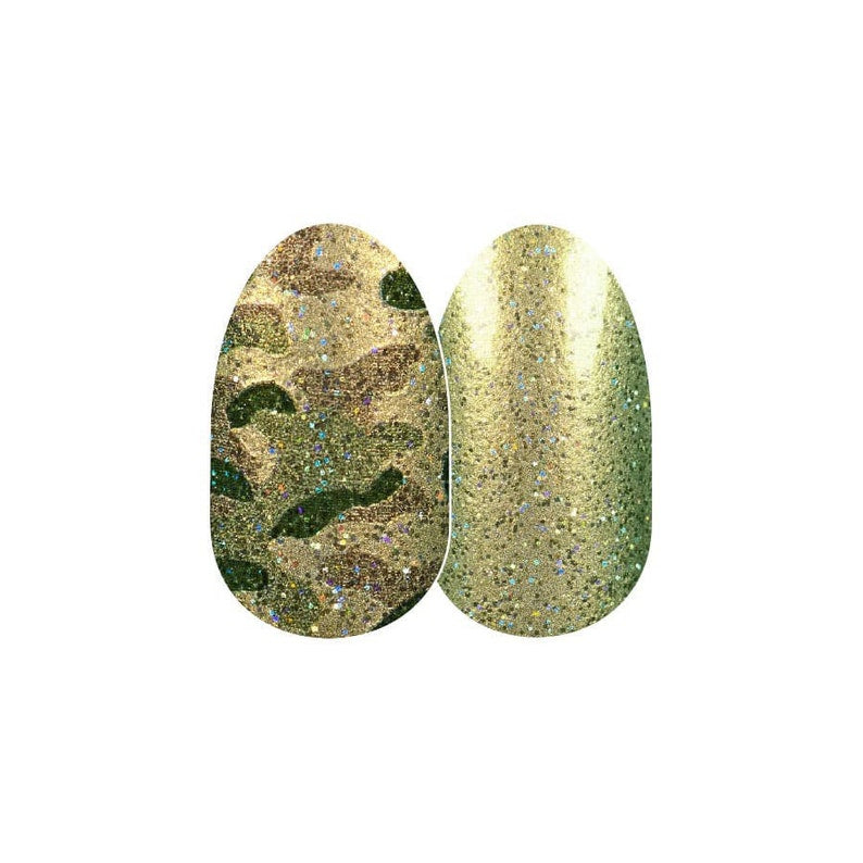 Color Street Glam-ouflage Nail Strips Green Gold Camo Real Polish
