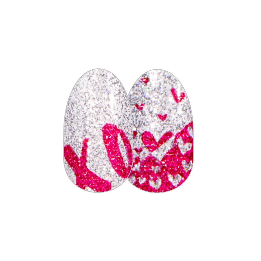Color Street Downtown Romance FDG196 Nail Strips Pink Silver Glitter