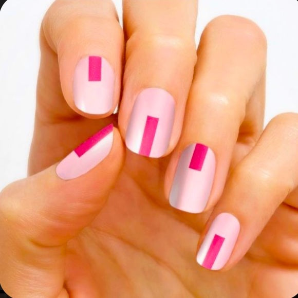 Color Street Pink Outside the Box Nail Strips FDC228 Pink Geometric