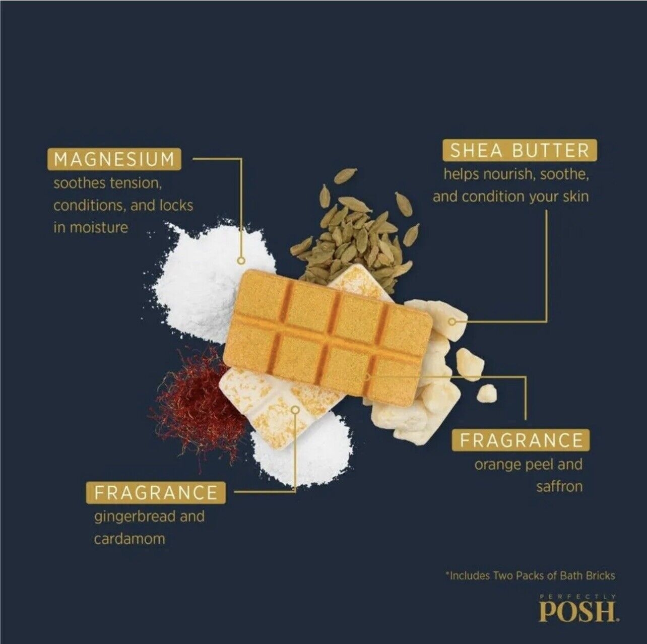 Perfectly Posh Brick House Holiday Bath Bricks Box Festive Soothing Soak For Relaxation