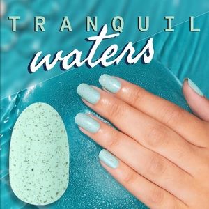 Color Street Tranquil Waters Nail Strips Turquoise Iridescent Glitter