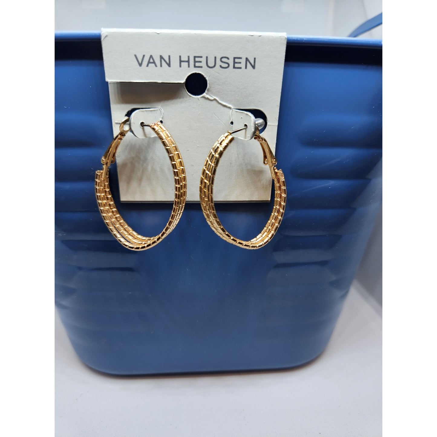 Van Heusen Oval Drop Hoop Earrings *Gold Tone*