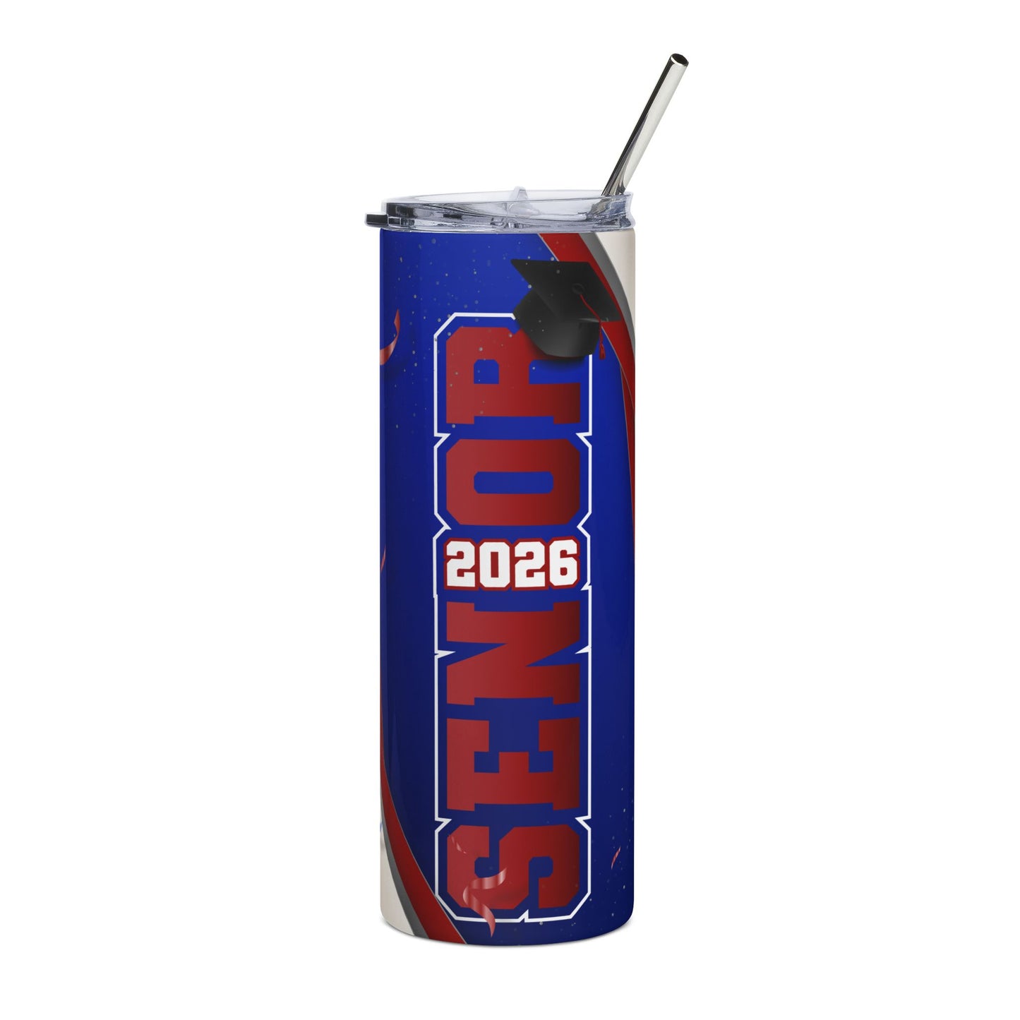 Senior 2026 Red/Blue Stainless Steel Tumbler – 20oz Graduation Travel Cup