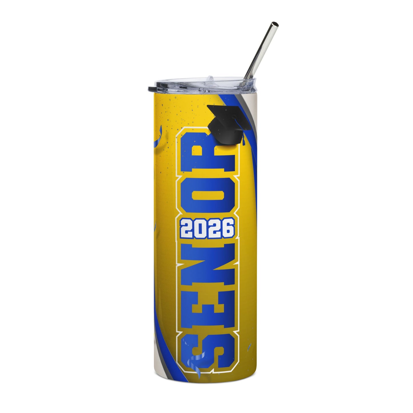 Senior 2026 Blue/Yellow Stainless Steel Tumbler - Graduation Gift, Blue & Gold 20oz