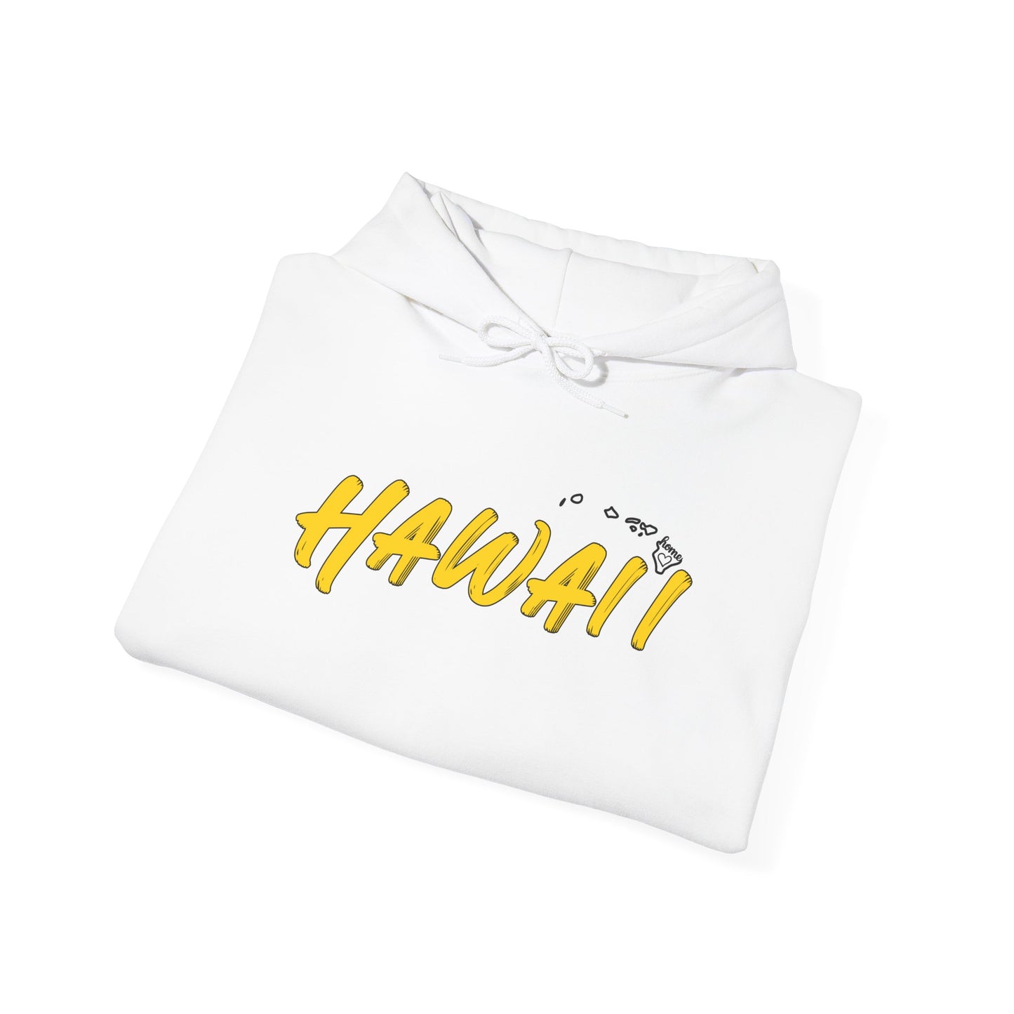 Hawaii Graphic Hoodie (White) – Unisex Pullover Sweatshirt | Yellow “HAWAII” Script