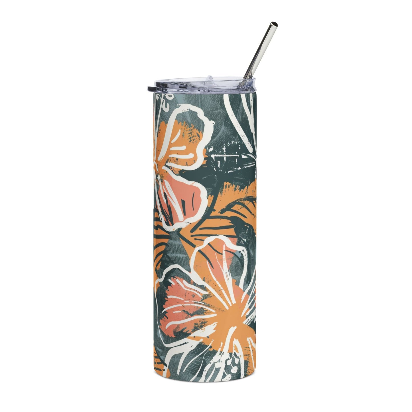 Tropical Floral 20oz Insulated Stainless Steel Tumbler with Reusable Straw & Lid