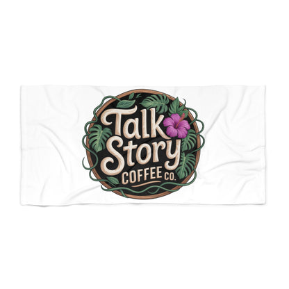 Talk Story Coffee Co. Beach Towel — Tropical Hibiscus Logo Beach Towel
