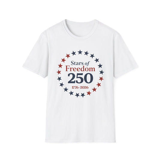 250 Stars of Freedom T-Shirt — 1776-2026 Bicentennial Patriotic Tee
