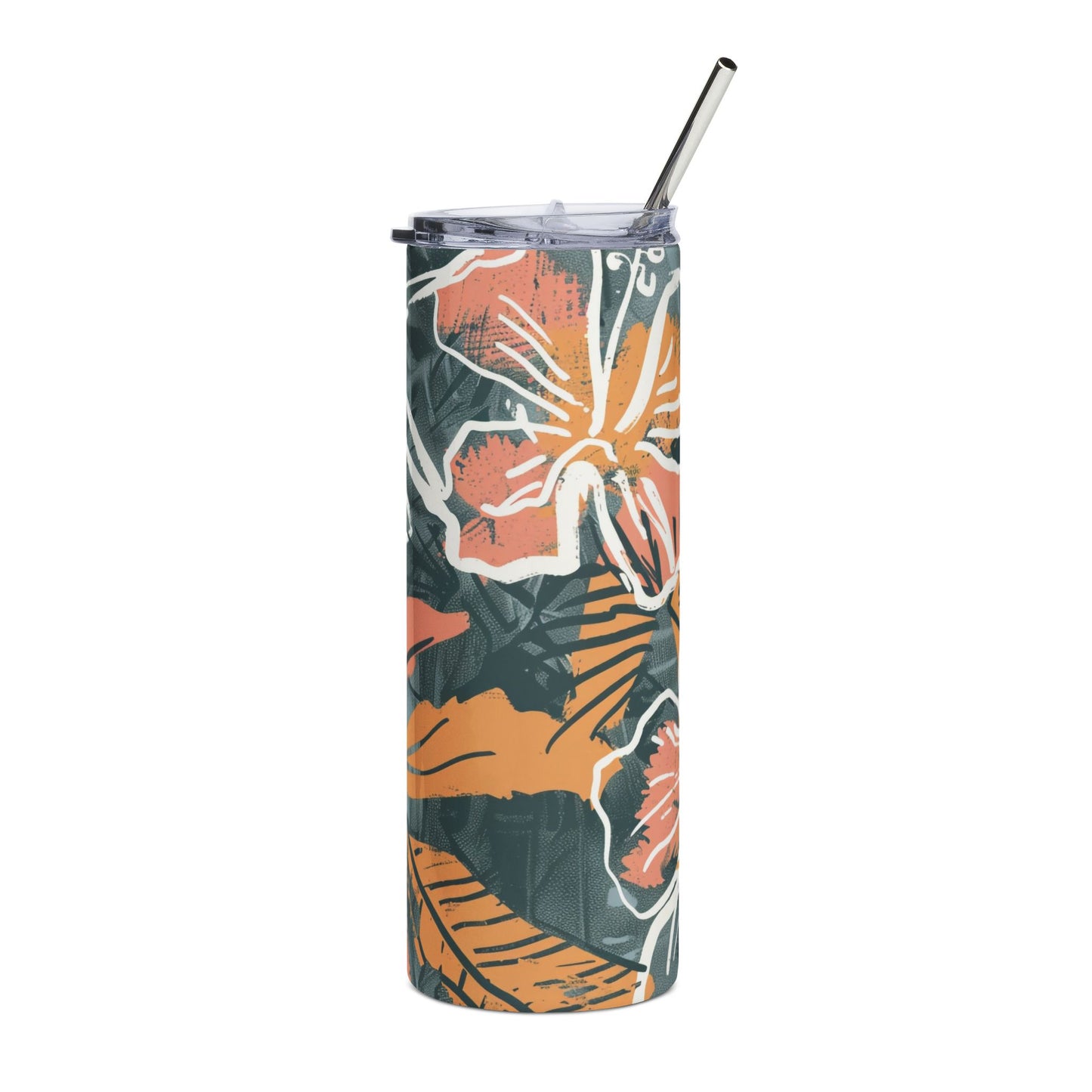 Tropical Floral 20oz Insulated Stainless Steel Tumbler with Reusable Straw & Lid