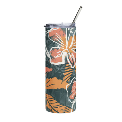 Tropical Floral 20oz Insulated Stainless Steel Tumbler with Reusable Straw & Lid