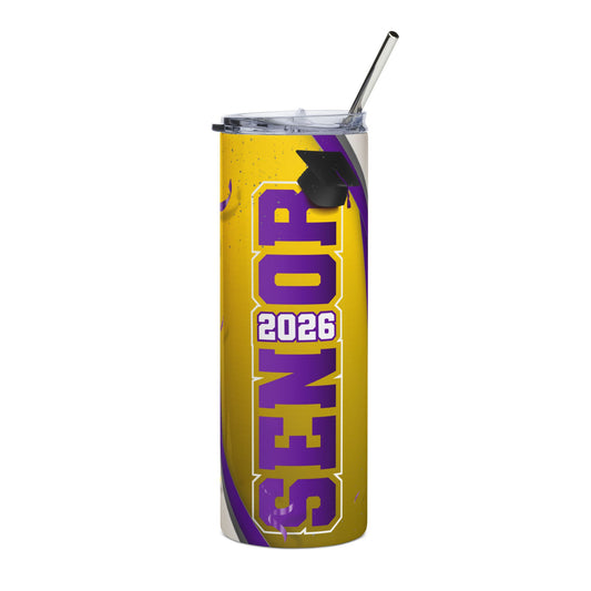 Senior 2026 Stainless Steel Tumbler — Graduation Travel Cup with Cap & Straw