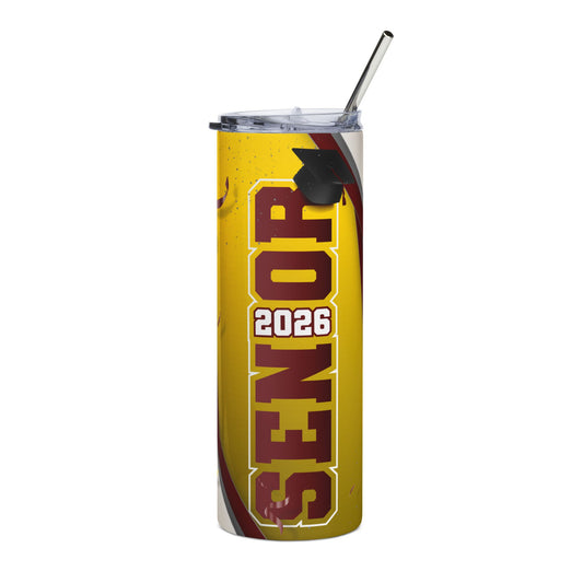 Senior 2026 Stainless Steel Tumbler — Graduation Travel Cup with Cap & Straw