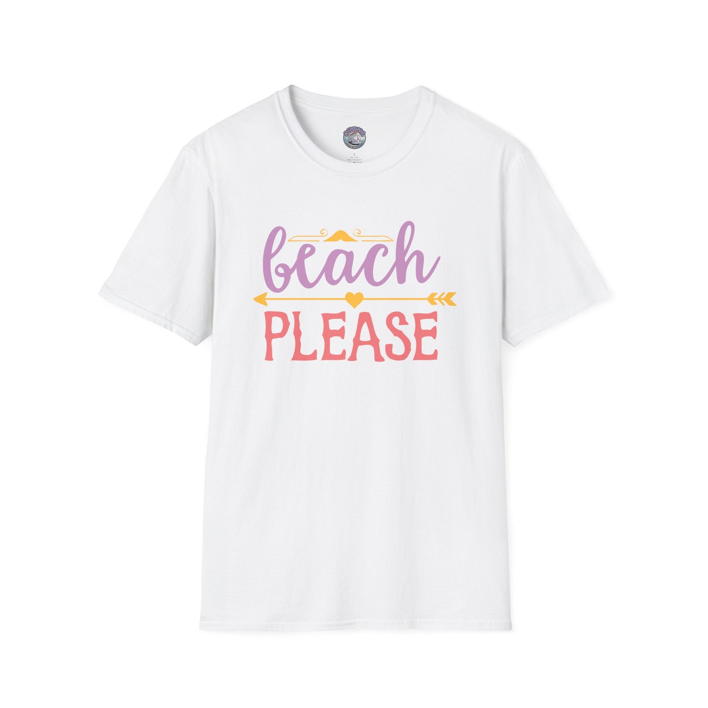 Beach Please Unisex Summer T Shirt White 100 Percent Ring Spun Cotton Crew Neck Graphic Tee