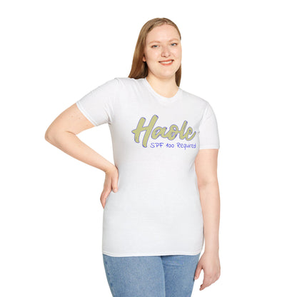 Haole SPF 100 Required Unisex Softstyle T Shirt – White