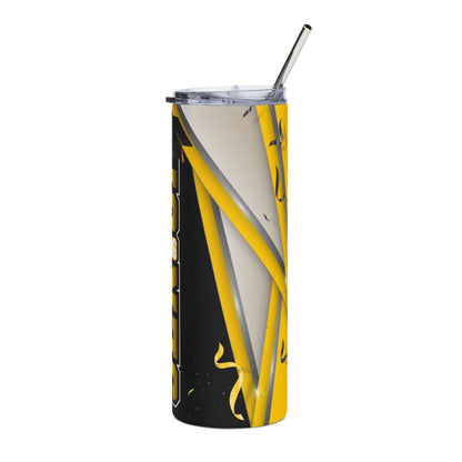 Senior 2026 Black/Yellow Stainless Steel Tumbler — Graduation Skinny Travel Cup