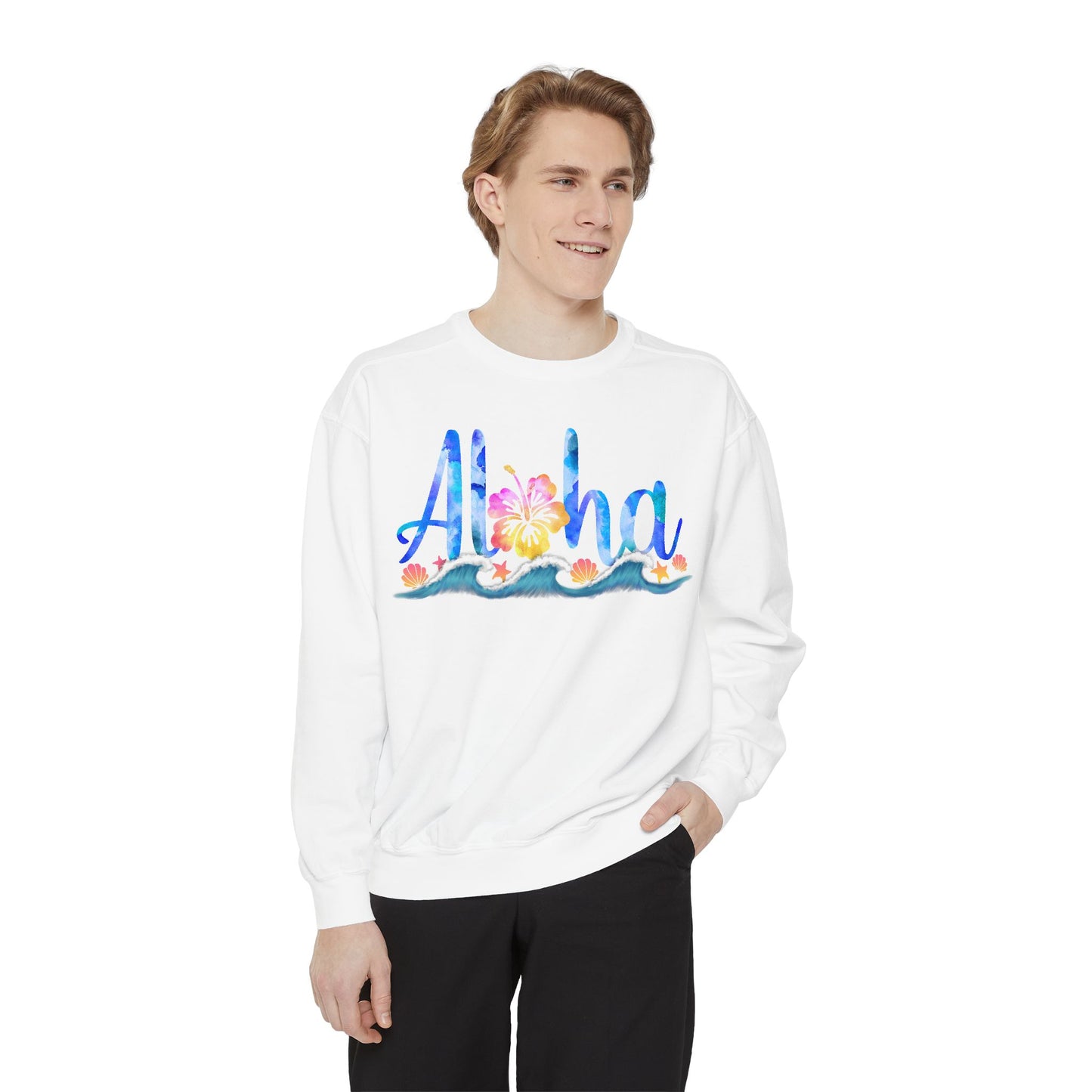 Aloha Garment-Dyed Sweatshirt – Beachy Crew