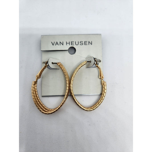 Van Heusen Oval Drop Hoop Earrings *Gold Tone*