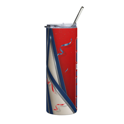 Graduation 2026 Blue/Red Stainless Steel Tumbler — School Spirit Travel Cup