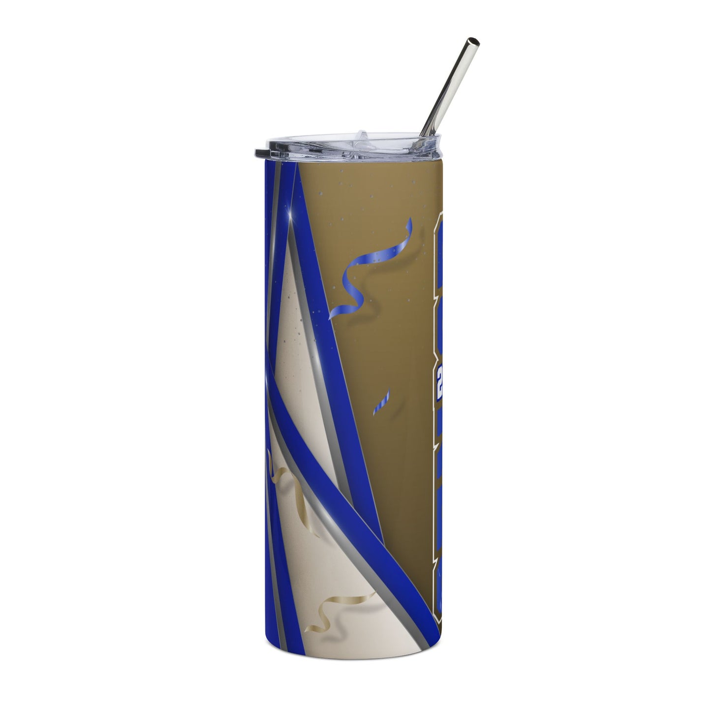2026 Senior Graduation Blue/Gold Stainless Steel Tumbler - 20oz Insulated Travel Cup with Cap & Straw